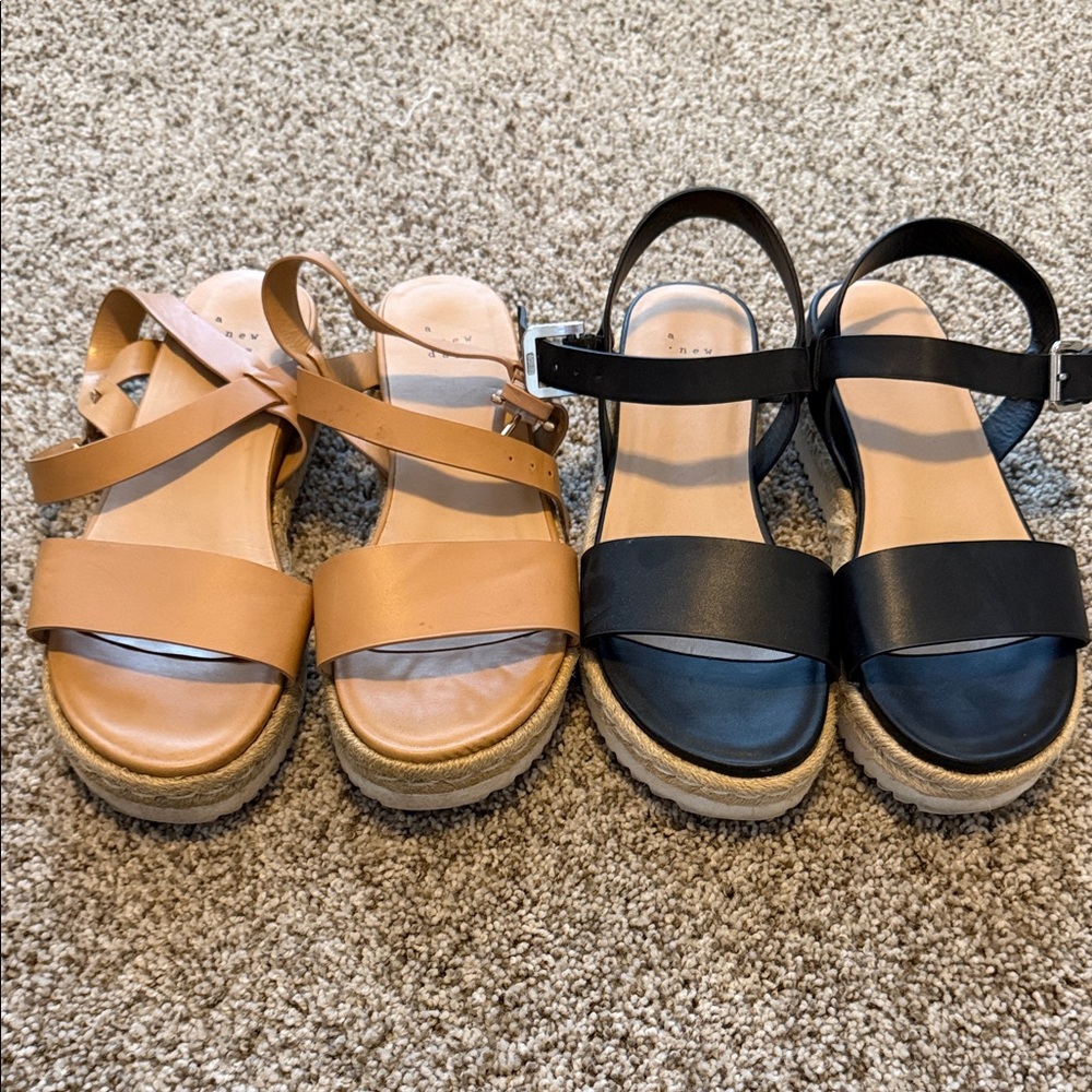 A New Day Stylish Black and Tan Sandals